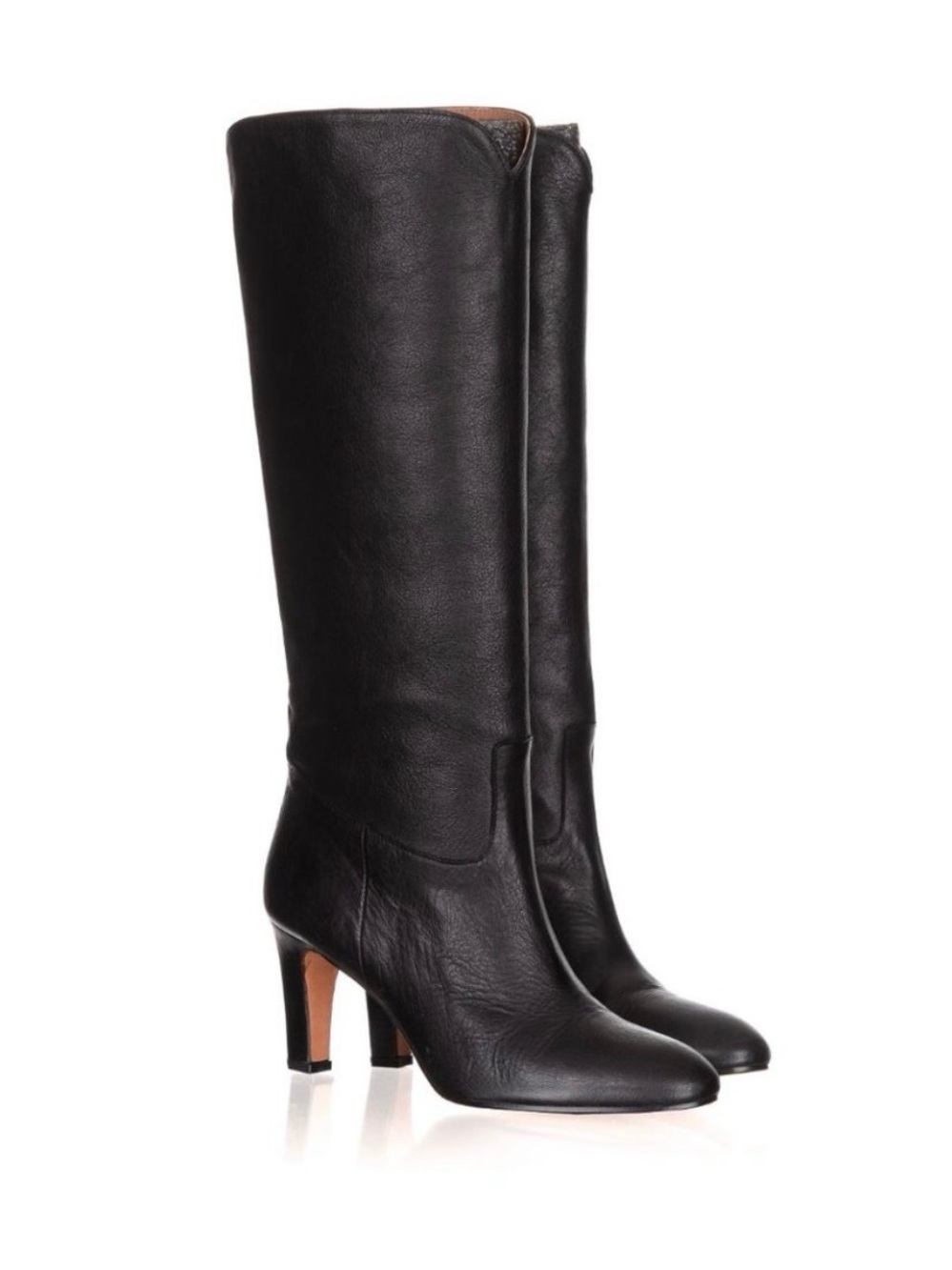 ba&sh Black Leather Knee-High Heeled Boots